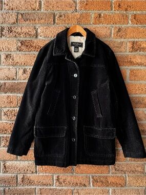 Eddie Bauer Dark Green Corduroy Barn Chore Jacket Lined Utility Small